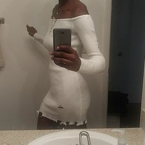 Off White Long Sleeve Dress